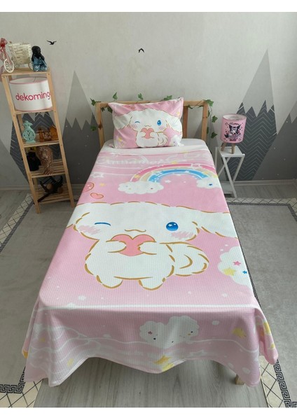 Pembe Cınnamarol Bebek ve Çocuk Baza Pike Takımı ve Yastık Kılıfı ( Tek Kişilik )