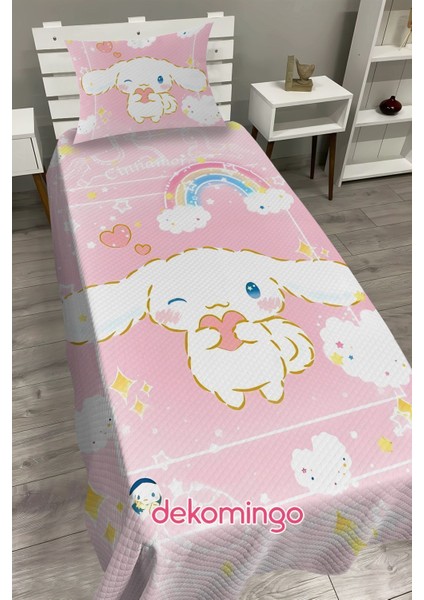 Pembe Cınnamarol Bebek ve Çocuk Baza Pike Takımı ve Yastık Kılıfı ( Tek Kişilik )