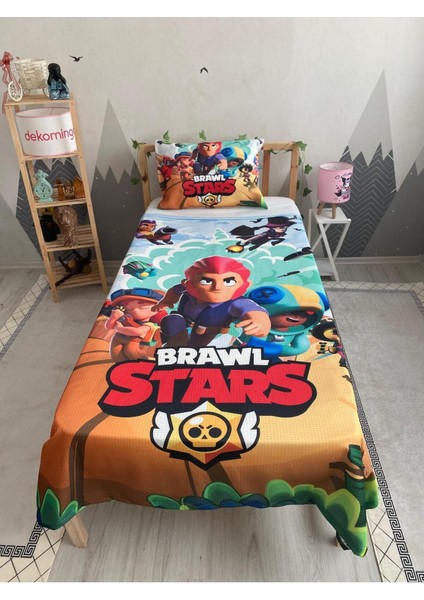 Brawl Stars Desenli Bebek ve Çocuk Odası Pike Takımı