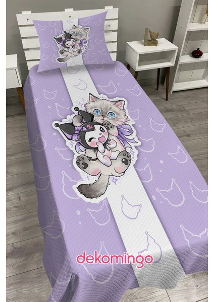 Kedili Kuromi Bebek ve Çocuk Odası Pike Takımı