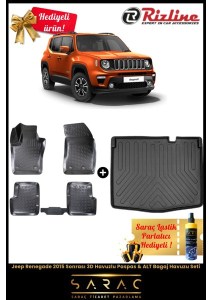 Jeep Renegade 2015 Sonrası Havuzlu Paspas & Alt Bagaj Havuzu Seti+Hediyeli! fiyatları