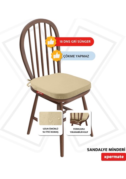 Standartfit Oval Sandalye Minderi Fermuarlı Yıkanabilir Kılıf Bağcıklı Su Ve Yağ Itici 42x42x5 Bej fiyatları