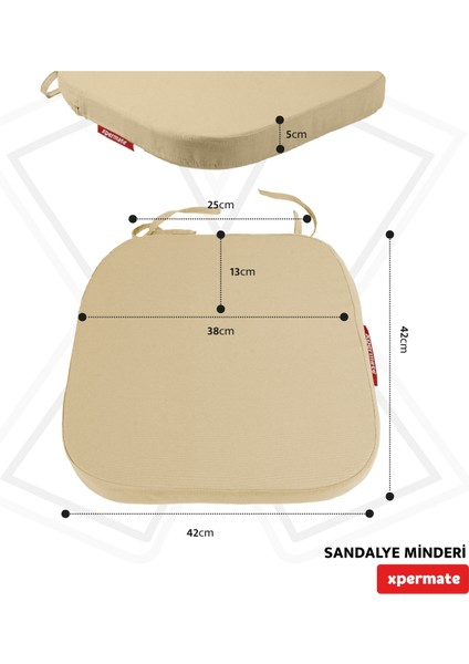Standartfit Oval Sandalye Minderi Fermuarlı Yıkanabilir Kılıf Bağcıklı Su Ve Yağ Itici 42x42x5 Bej fırsatları