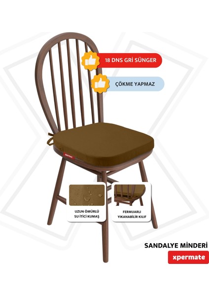 Standartfit Oval Sandalye Minderi Fermuarlı Yıkanabilir Kılıf Bağcıklı Su ve Yağ Itici 42X42X5 Kahve fiyatları