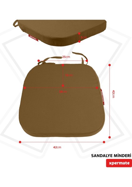 Standartfit Oval Sandalye Minderi Fermuarlı Yıkanabilir Kılıf Bağcıklı Su ve Yağ Itici 42X42X5 Kahve modelleri