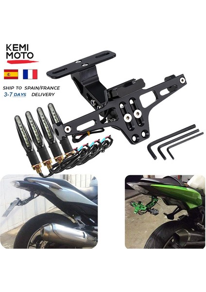 Siyah 13 Tarzı Motosiklet Arka Plaka Tutucu ve Sinyal Lambası Honda Kawasaki Z750 Z800 Yamaha MT07 MT09 MT10 R1 3 Için (Yurt Dışından)