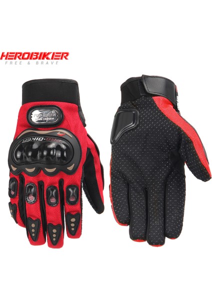 MCS-01C-KIRMIZI Stil M Beden Nefes Alabilen Motosiklet Eldivenleri Moto Tam Parmak Eldiven Koruma ile Yaz Sürüş Yarış Aksesuarları Su Geçirmez Nem Çeken (Yurt Dışından)