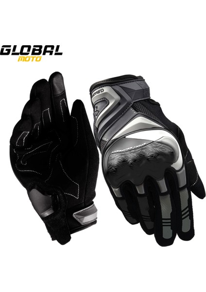 UX100 Siyah Stil M Beden Yeni Motosiklet Eldiven Kırmızı Dokunmatik Ekran Yansıtıcı Gece Motosiklet Tam Parmak Eldiven Koruyucu Yarış Bisiklet Motosiklet Off-Road (Yurt Dışından)