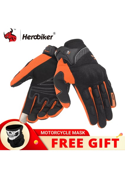 Su-01 Turuncu Eldiven Modeli Herobıker Motosiklet Eldiveni Yazlık Nefes Alabilir Guantes Moto Dokunmatik Ekran Motokros Off-Road Eldiveni Motor Bisiklet Sürme Eldiveni (Yurt Dışından)