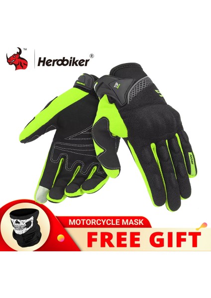 Su-01 Yeşil Eldiven Herobıker Motosiklet Eldiveni Yazlık Nefes Alabilir Guantes Moto Dokunmatik Ekran Motokros Off-Road Eldiveni Motor Bisiklet Sürme Eldiveni (Yurt Dışından)