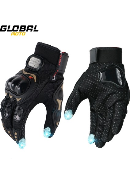 MCS-01C Siyah Stil M Beden Yeni Motosiklet Eldiven Kırmızı Dokunmatik Ekran Yansıtıcı Gece Motosiklet Tam Parmak Eldiven Koruyucu Yarış Bisiklet Motosiklet Off-Road (Yurt Dışından)