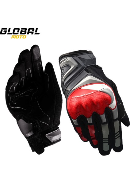 MCS-01C Siyah Stil M Beden Yeni Motosiklet Eldiven Kırmızı Dokunmatik Ekran Yansıtıcı Gece Motosiklet Tam Parmak Eldiven Koruyucu Yarış Bisiklet Motosiklet Off-Road (Yurt Dışından) indirimleri