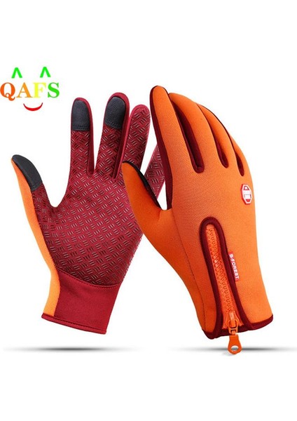 Turuncu Tarzı Xl Beden Outdoor Kış Eldiveni Su Geçirmez Moto Termal Polarlı Dokunmatik Kaymaz Motosiklet Sürüşü Için (Yurt Dışından)
