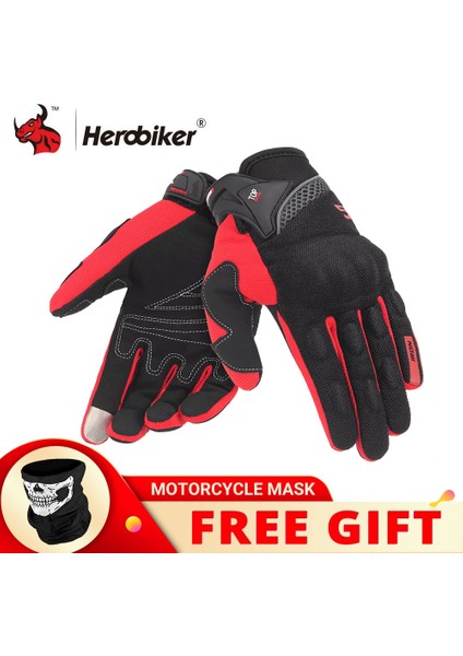 Su-01 Kırmızı Eldiven M Herobıker Motosiklet Eldiveni Yazlık Nefes Alabilir Guantes Moto Dokunmatik Ekran Motokros Off-Road Eldiveni Motor Bisiklet Sürme Eldiveni (Yurt Dışından)