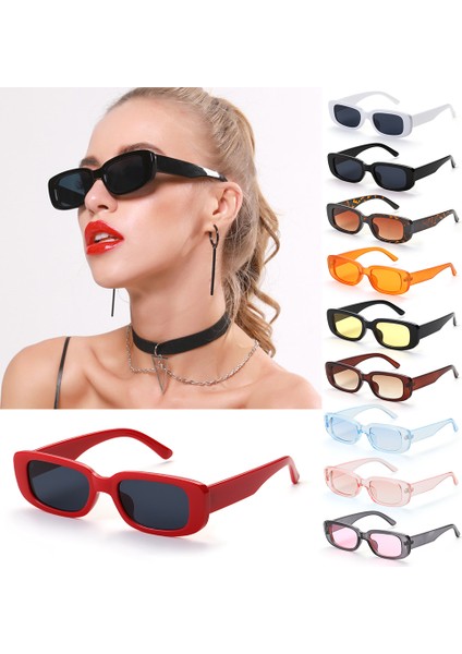 C09 Şeffaf Mavi Stili Retro Kadın Güneş Gözlükleri Küçük Dikdörtgen Çerçeve Güneş Gözlüğü UV400 Koruma Gözlük Yaz Seyahat Plaj Trendi Gözlükler (Yurt Dışından) modelleri