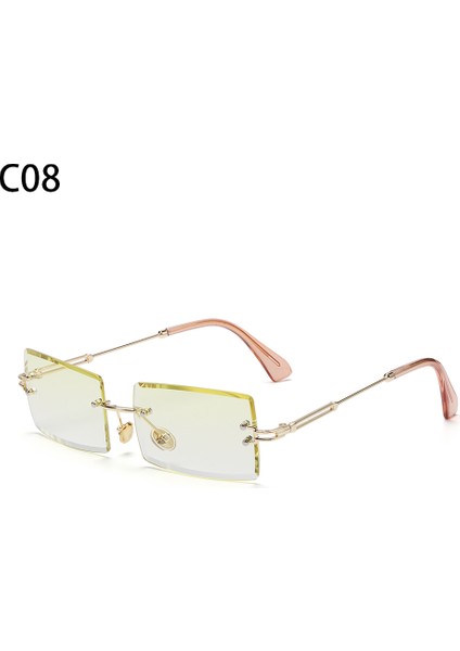 C08 Stili 2020 Trendy Erkek Kadın Yazsıssız Güneş Gözlüğü Moda Küçük Dikdörtgen Güneş Gözlüğü Seyahat Stili Uv Koruma Gözlük (Yurt Dışından)