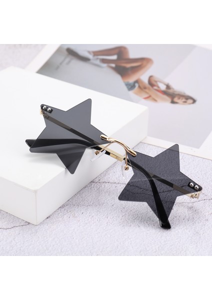 Sarı Stil Rimless Yıldız Şekilli Güneş Gözlüğü Sürüş Trendi Gözlük Kadın Erkek Parti Gözlük Komik Pentagram Gözlük Noel Dekor (Yurt Dışından) modelleri