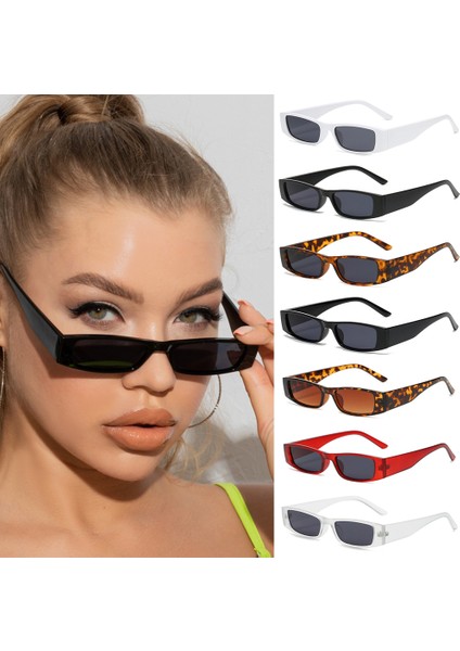 Mat Kırmızı Stil Küçük Dikdörtgen Güneş Gözlüğü Retro Dar Çerçeve Güneş Gözlüğü Trend UV400 Güneş Gözlüğü Vintage Kare Gözlük Eski Moda Gözlük (Yurt Dışından) fiyatları