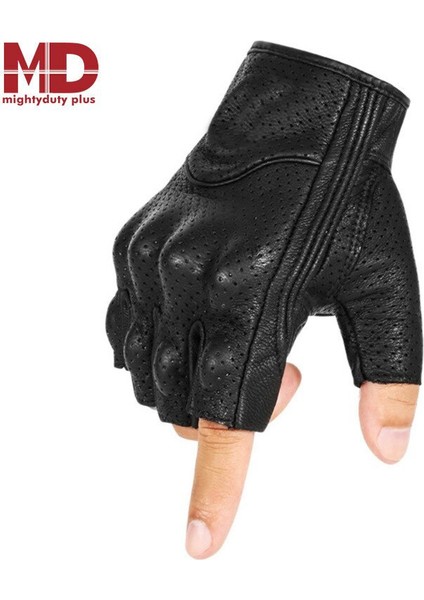 Siyah Stil Xxl Motosiklet Eldiveni Deri Rahat Nefes Alabilen Yarım Parmak Eldiven Cross Country Yarışı Açık Eldiven (Yurt Dışından)