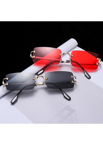 C07 Stili Moda Renkli Lens Gözlük Çerçevesiz Dikdörtgen Güneş Gözlüğü Erkek Kadın Çerçevesiz Açık Hava Metal Uv 400 Gözlük (Yurt Dışından) modelleri