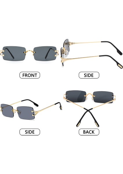 C07 Stili Moda Renkli Lens Gözlük Çerçevesiz Dikdörtgen Güneş Gözlüğü Erkek Kadın Çerçevesiz Açık Hava Metal Uv 400 Gözlük (Yurt Dışından) indirimleri