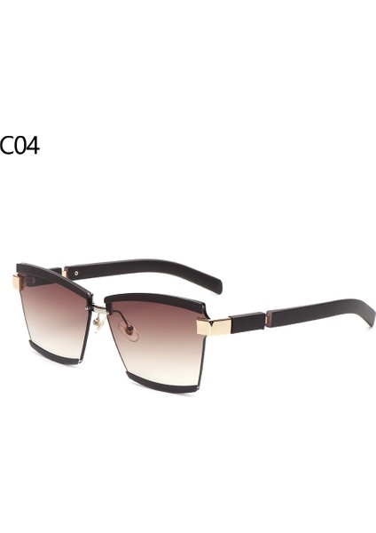 C04 Stili Moda Büyük Kare Güneş Gözlüğü Şeker Renkli Çerçevesiz Güneş Gözlüğü Gradient Seyahat Gözlüğü UV400 Oto Aksesuarı (Yurt Dışından)