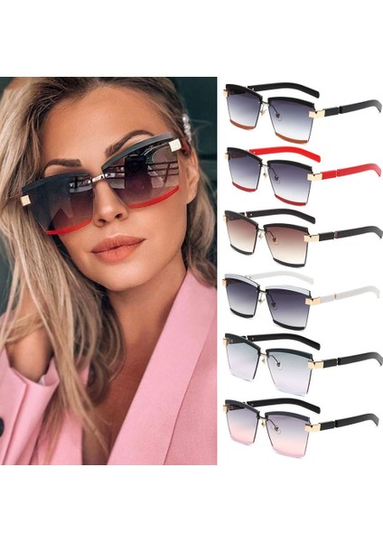 C04 Stili Moda Büyük Kare Güneş Gözlüğü Şeker Renkli Çerçevesiz Güneş Gözlüğü Gradient Seyahat Gözlüğü UV400 Oto Aksesuarı (Yurt Dışından) fiyatları