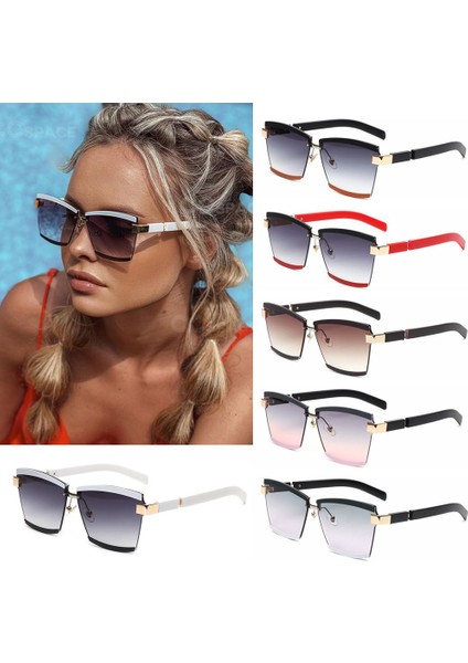 C04 Stili Moda Büyük Kare Güneş Gözlüğü Şeker Renkli Çerçevesiz Güneş Gözlüğü Gradient Seyahat Gözlüğü UV400 Oto Aksesuarı (Yurt Dışından) modelleri