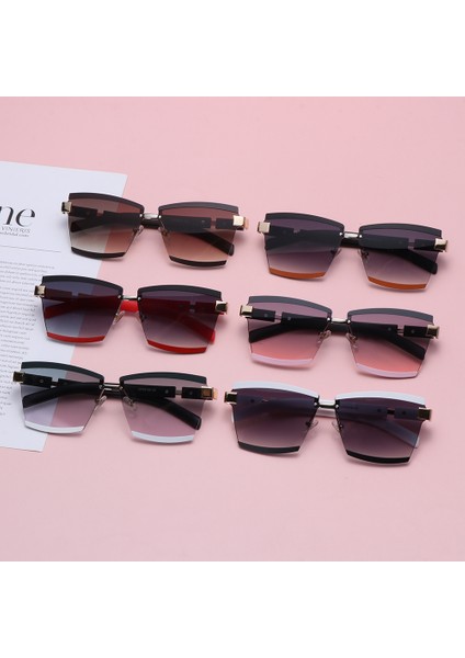 C04 Stili Moda Büyük Kare Güneş Gözlüğü Şeker Renkli Çerçevesiz Güneş Gözlüğü Gradient Seyahat Gözlüğü UV400 Oto Aksesuarı (Yurt Dışından) fırsatları