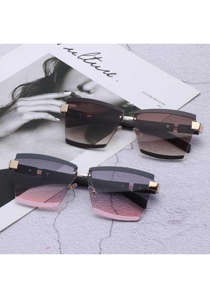 C04 Stili Moda Büyük Kare Güneş Gözlüğü Şeker Renkli Çerçevesiz Güneş Gözlüğü Gradient Seyahat Gözlüğü UV400 Oto Aksesuarı (Yurt Dışından) indirimleri