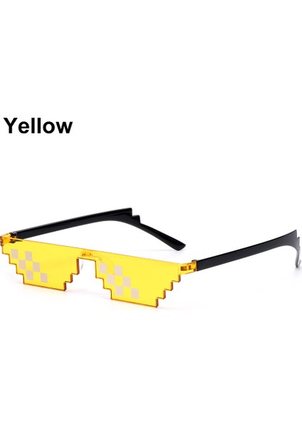Sarı Stil 2021 Moda Mozaik Gözlük Güneş Gözlüğü Erkek Kadın 8 Bit Kodlama Piksel Trendi Eğlenceli Süper Parti Komik Vintage Gölge Gözlük - (Yurt Dışından)