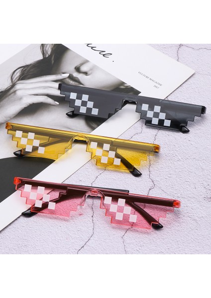 Sarı Stil 2021 Moda Mozaik Gözlük Güneş Gözlüğü Erkek Kadın 8 Bit Kodlama Piksel Trendi Eğlenceli Süper Parti Komik Vintage Gölge Gözlük - (Yurt Dışından) fiyatları