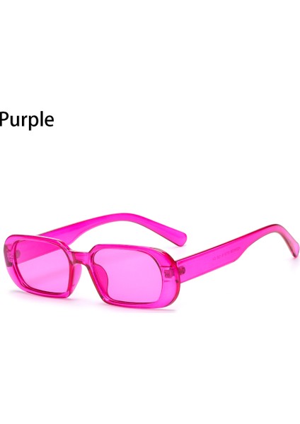 Mor Tarzı Retro Kadın Güneş Gözlükleri Küçük Dikdörtgen Çerçeve Güneş Gözlüğü UV400 Koruma Gözlük Yaz Seyahat Plaj Trendi Gözlükler (Yurt Dışından)