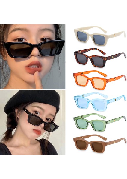 No.3 Tarzı Kadınlar Için Trend Dikdörtgen Güneş Gözlüğü Retro Sürüş Gözlükleri Vintage Moda Dar Kare Çerçeve UV400 Koruma Gözlükleri (Yurt Dışından) modelleri