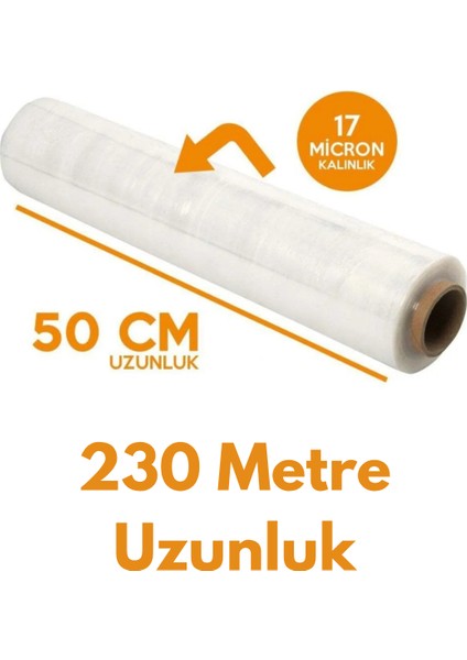 Streç Film Eşya Palet Streç Film 1. 8kg 230MT 50CM 17 Mikron 1 Adet