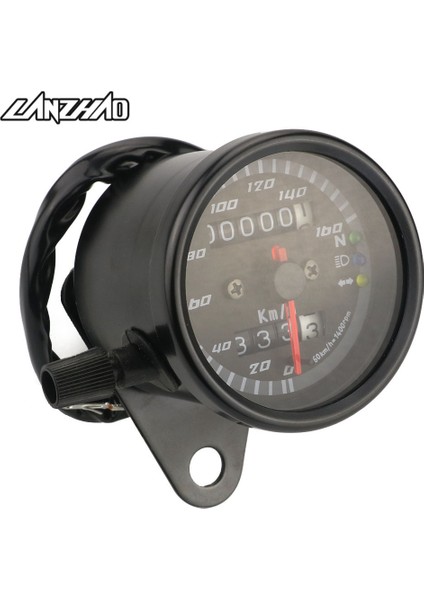 Siyah Stil Motosiklet Retro Hız Göstergesi Kilometre Sayacı 12V Motorcu Çift Hız Metresi ile LED Göstergeli Evrensel Harley Kawasaki Cafe Racer Için (Yurt Dışından)