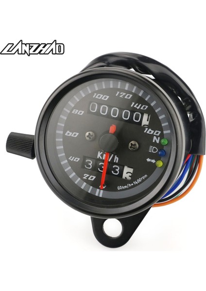 Siyah Stil Motosiklet Retro Hız Göstergesi Kilometre Sayacı 12V Motorcu Çift Hız Metresi ile LED Göstergeli Evrensel Harley Kawasaki Cafe Racer Için (Yurt Dışından) modelleri