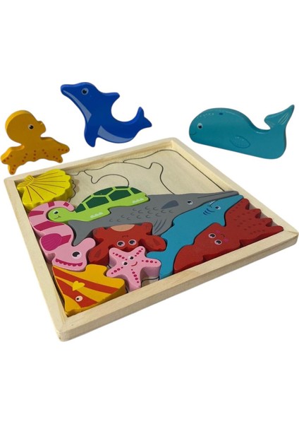 toys Ahşap Hayvanlar 3 Lü Yapboz Set