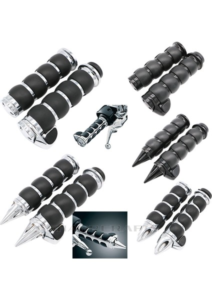 B Siyah 25 mm Stili Harley Honda Kawasaki Suzuki Yamaha Motosikletler Için 4-Halka Hava Yastıklı Tutma Kolları ve Gaz Kolu - Kruvazör Chopper Özelleştirme (Yurt Dışından) fiyatları