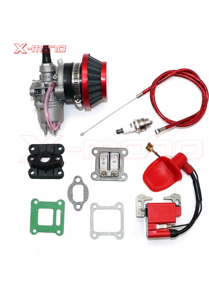 Kırmızı Kit Stili Pocket Bike Motor Karbüratörü ile Pod Hava Filtresi 2 Zamanlı Mini Quad Atv Kir Bisikleti Minimoto Go Kart Buggy Için (Yurt Dışından)
