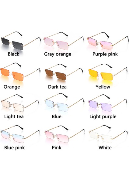 Gri Tarzı Kadın Erkek Dikdörtgen Çerçevesiz Güneş Gözlüğü Kare Vintage Gözlük Lüks Tasarım Retro Küçük Çerçeve Gradient Gözlük UV400 Gözlük (Yurt Dışından) indirimleri