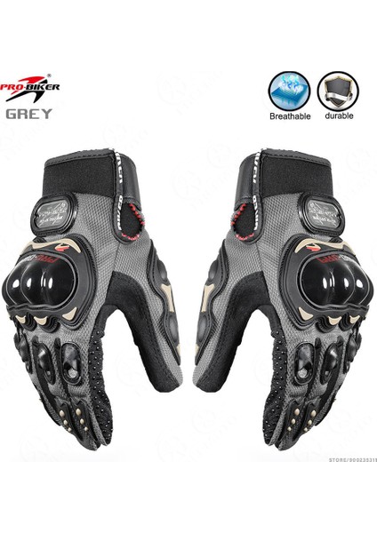 Gri Tarzı M Beden Erkek Motosiklet Tam Parmak Eldiveni Bisiklet Ekipmanı Giyilebilir Bayan Şövalye Yarış Eldiveni Guantes Moto Koruyucu Ekipman Eldivenler (Yurt Dışından)