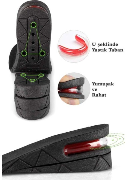 Topuk Uzatıcı ve Konforlu 5 cm Hava Yastıklı Ayakkabı Tabanı, 2 Kademe