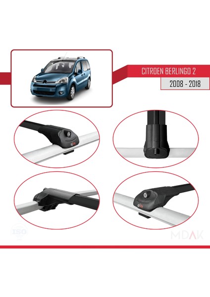 Citroen Berlingo 2 (B9) 2008-2018 Arası ile Uyumlu Ace-1 Ara Atkı Tavan Barı Siyah 2 Adet indirimleri