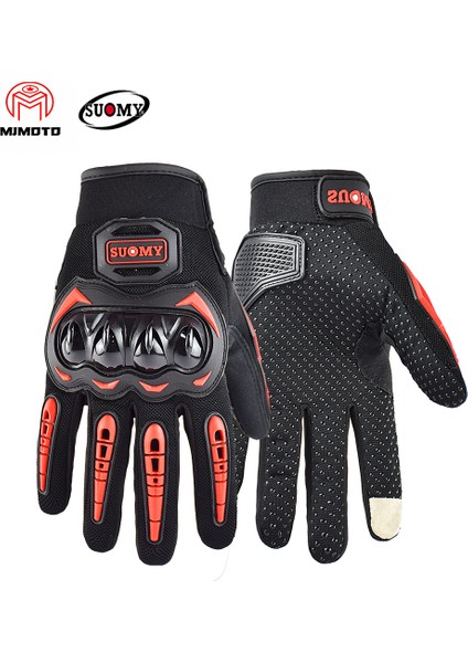 SU33 Kırmızı Stil Xxl Suomy Eldivenleri Nefes Alabilen Yaz Motosiklet Eldivenleri Şok Emici Tam Parmaklı Bisiklet Eldivenleri Guantes Moto Luvas Motokros Motor Eldivenleri (Yurt Dışından)