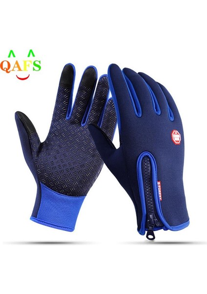Mavi Stil L Beden Outdoor Kış Eldiveni Su Geçirmez Moto Termal Polarlı Dokunmatik Kaymaz Motosiklet Sürüşü Için (Yurt Dışından)