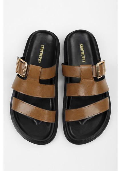 Kadın Loine Karamel Cilt Kalın Kemerli Terlik modelleri