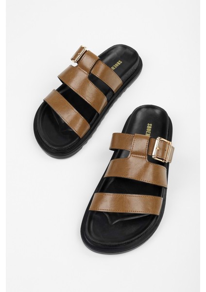 Kadın Loine Karamel Cilt Kalın Kemerli Terlik fırsatları