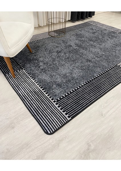 Gri-Siyah Jüt Sisal Görünüm Kaymaz Taban Yolluk Halı