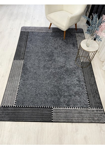 Gri-Siyah Jüt Sisal Görünüm Kaymaz Taban Yolluk Halı